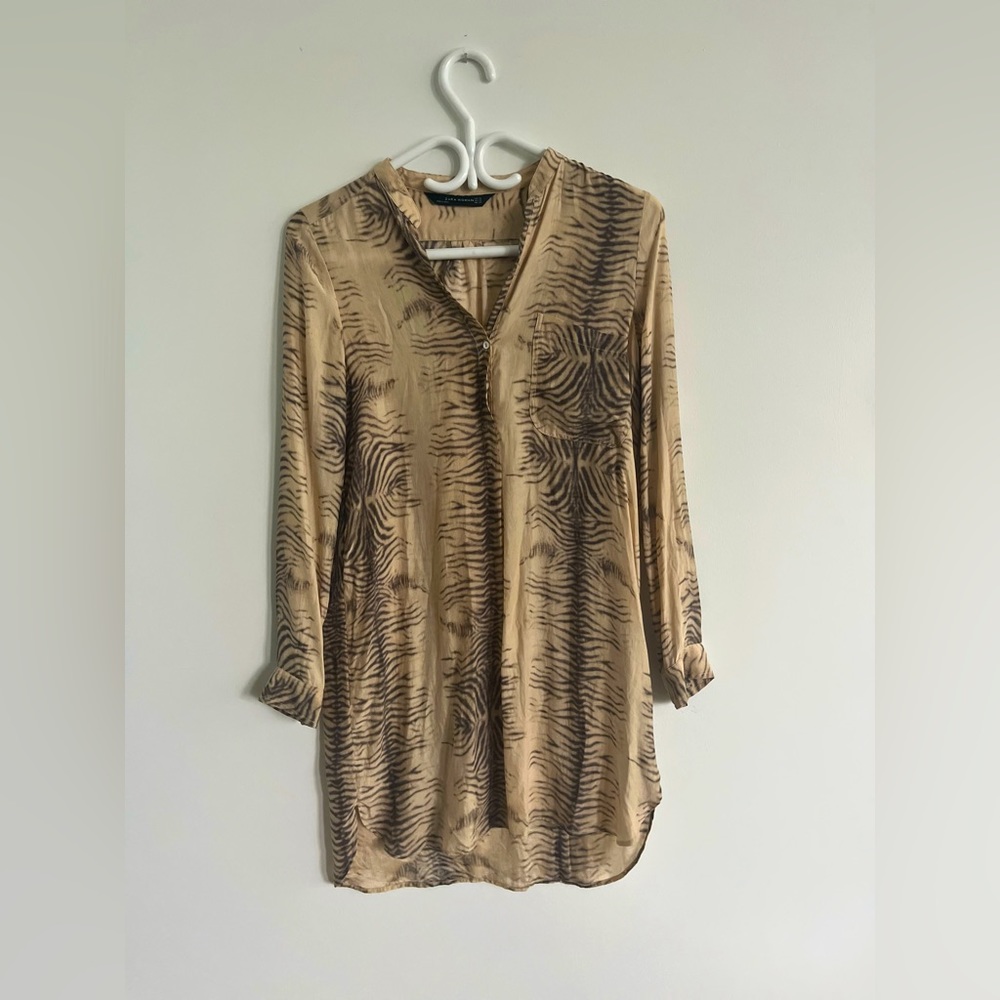 Zara 100% silk animal print tunic